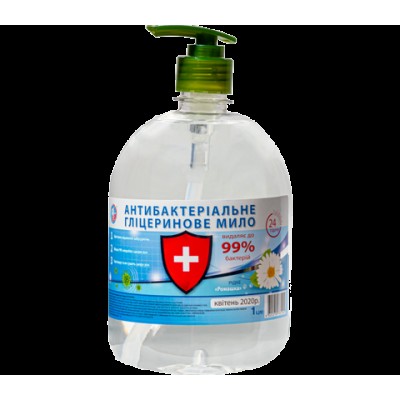 'АЙС БЛІК' Мило рідке Антибактеріальне гліцеринове ромашка 1л 1/12шт